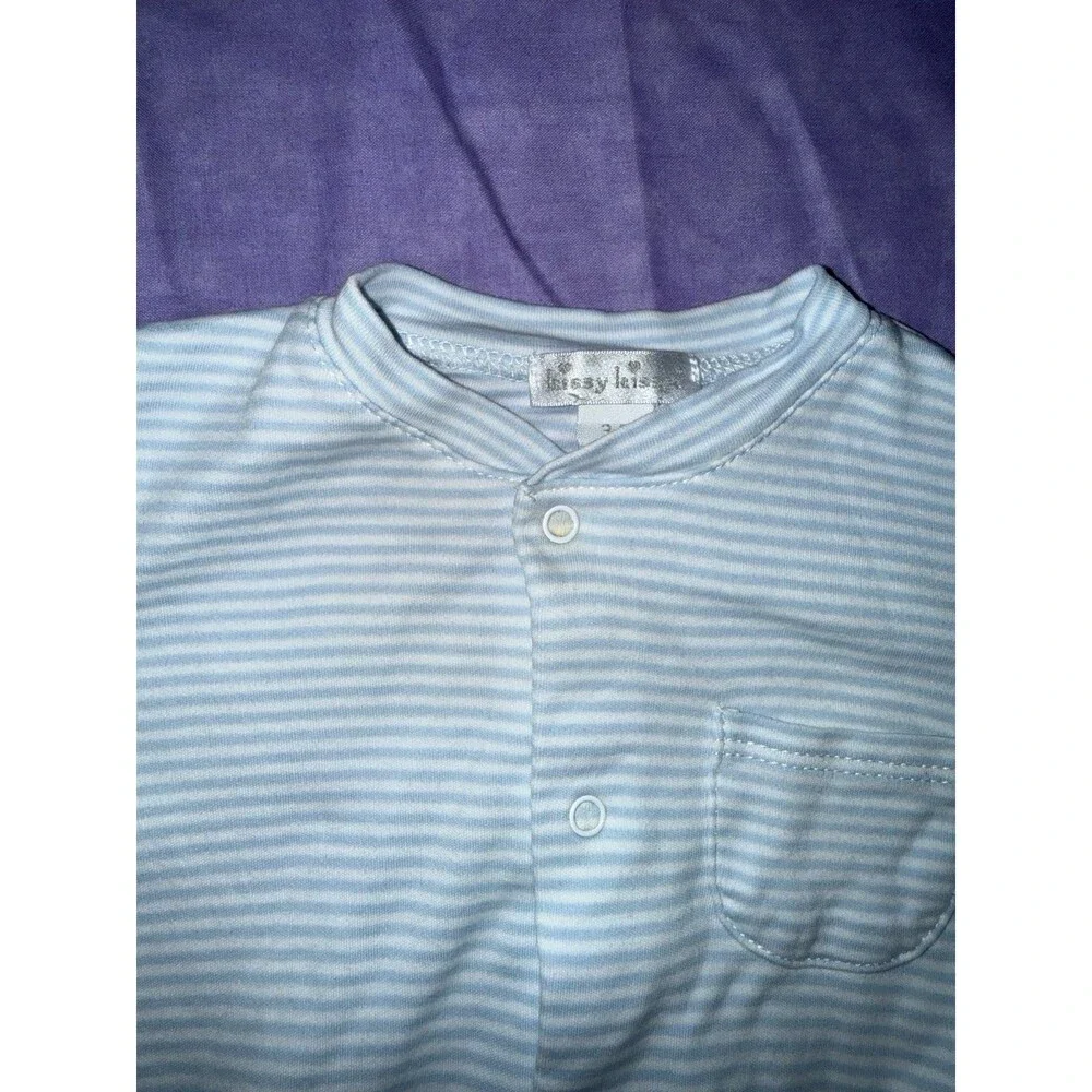 Kissy Kissy Baby Footie Light Blue Stripes size 3-6months
